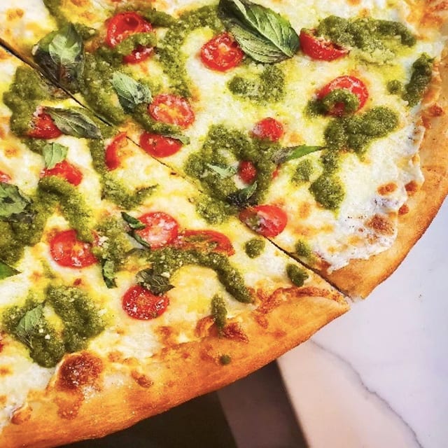 Artistic Pizza's Pesto Tomato Pie.