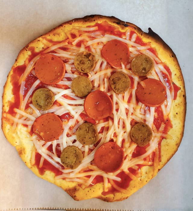 ZeroGluten vegan Sausage and Pepperoni Sensation.